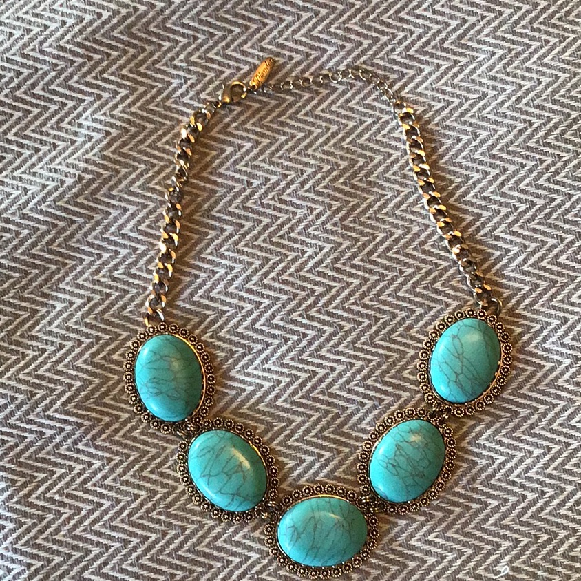 Antique Look Necklace With Turquoise Stones